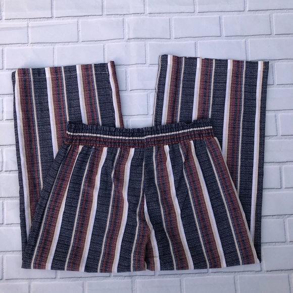 NWT DREW Wide Leg Cropped Striped Linen Pants - Picture 3 of 6